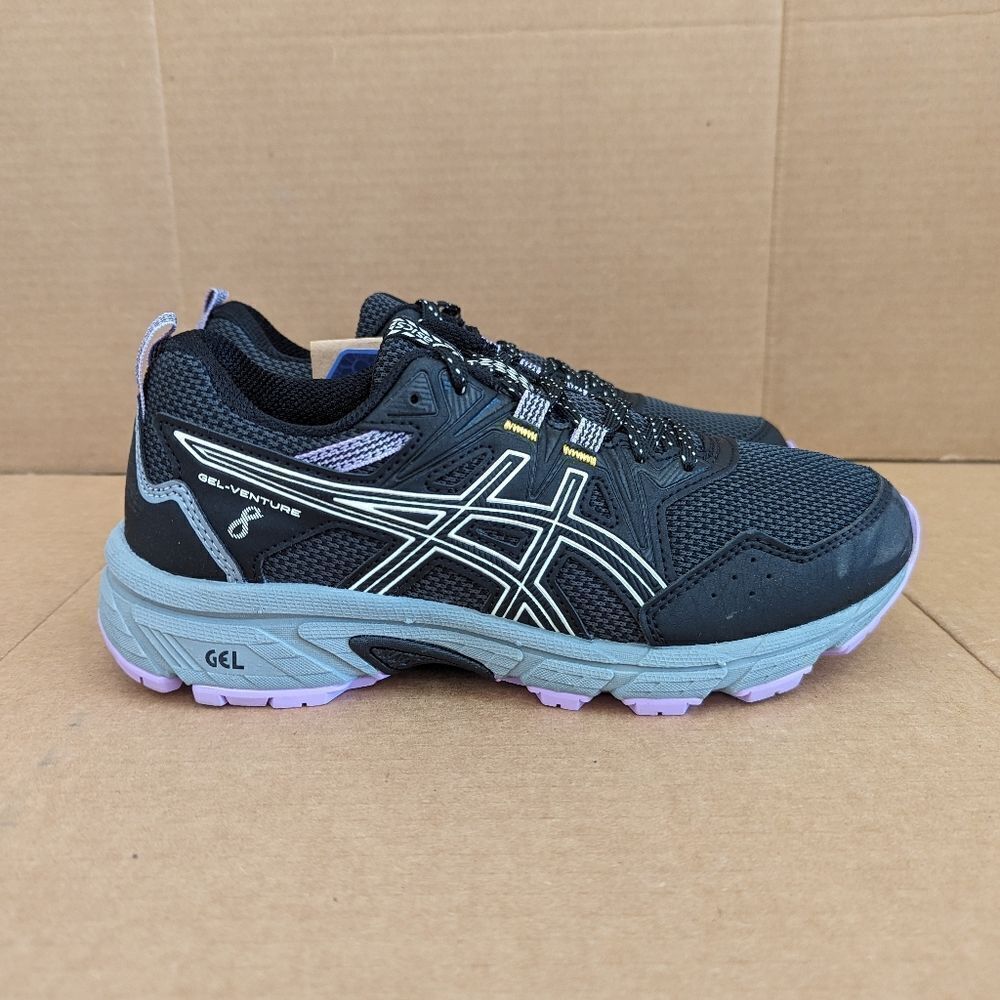 Asics Gel Venture 8 Black Grey Purple Athletic Running Sneaker Shoe Womens Sz 6